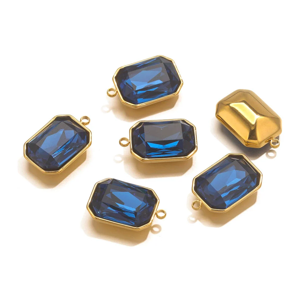 Stainless Steel Inlaid Topaz Sea Blue Gem Titanium Steel Ellipse Pendant Necklace With 18K Gold Vacuum Color Retention Plating - Image 6