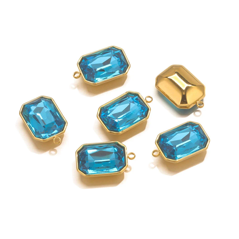 Stainless Steel Inlaid Topaz Sea Blue Gem Titanium Steel Ellipse Pendant Necklace With 18K Gold Vacuum Color Retention Plating - Image 7