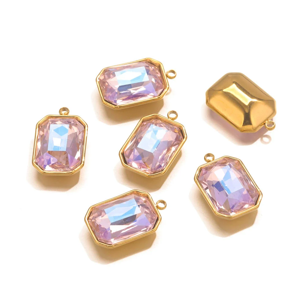 Stainless Steel Inlaid Topaz Sea Blue Gem Titanium Steel Ellipse Pendant Necklace With 18K Gold Vacuum Color Retention Plating - Image 8