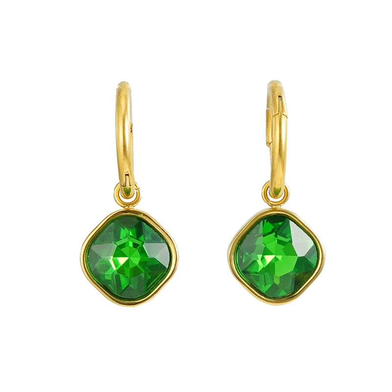 Stainless Steel Inlaid Zircon Earrings 18K Gold Plated Geometric Style - Image 9