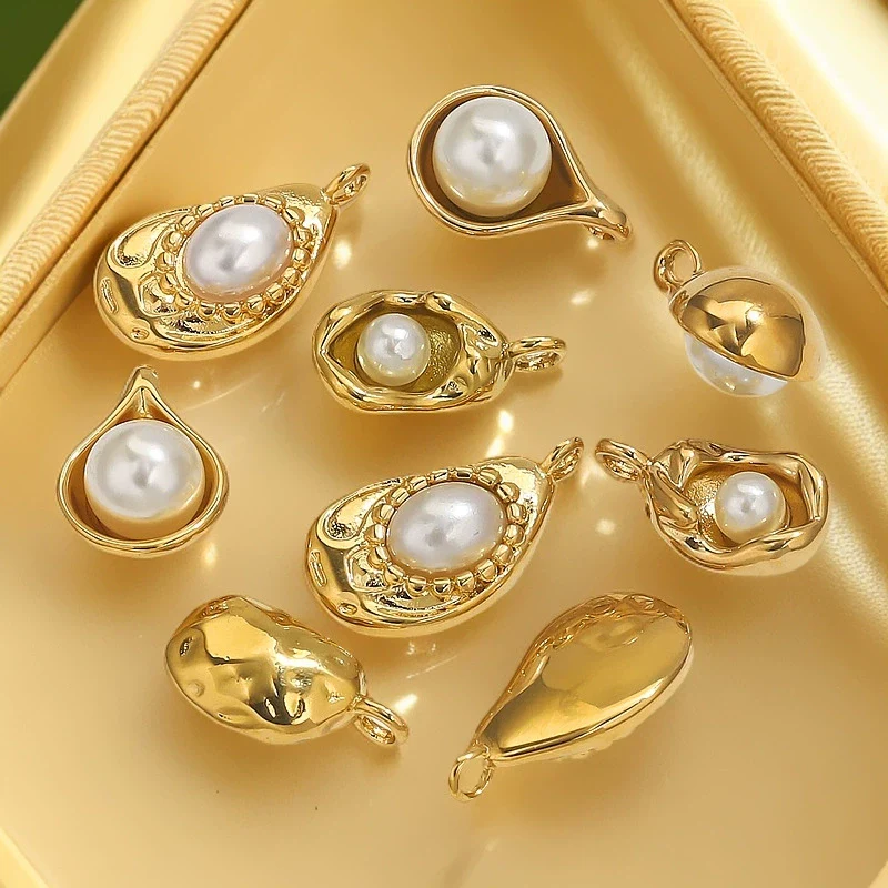 Stainless Steel Irregular Base Pearl Totem Geometric Electroplated Pendant Jewelry Accessories For Necklace And Bracelet