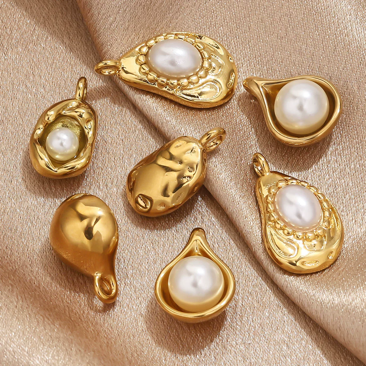 Stainless Steel Irregular Base Pearl Totem Geometric Electroplated Pendant Jewelry Accessories For Necklace And Bracelet - Image 3