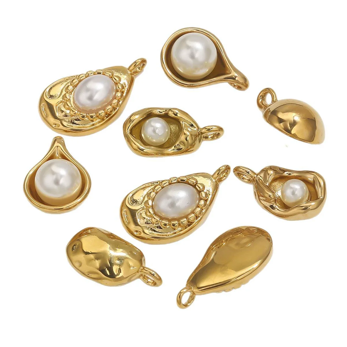 Stainless Steel Irregular Base Pearl Totem Geometric Electroplated Pendant Jewelry Accessories For Necklace And Bracelet - Image 5