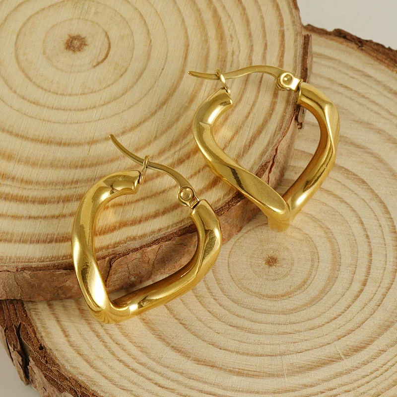 316L Stainless Steel Irregular Geometric Electroplated Women's Earrings - Image 2