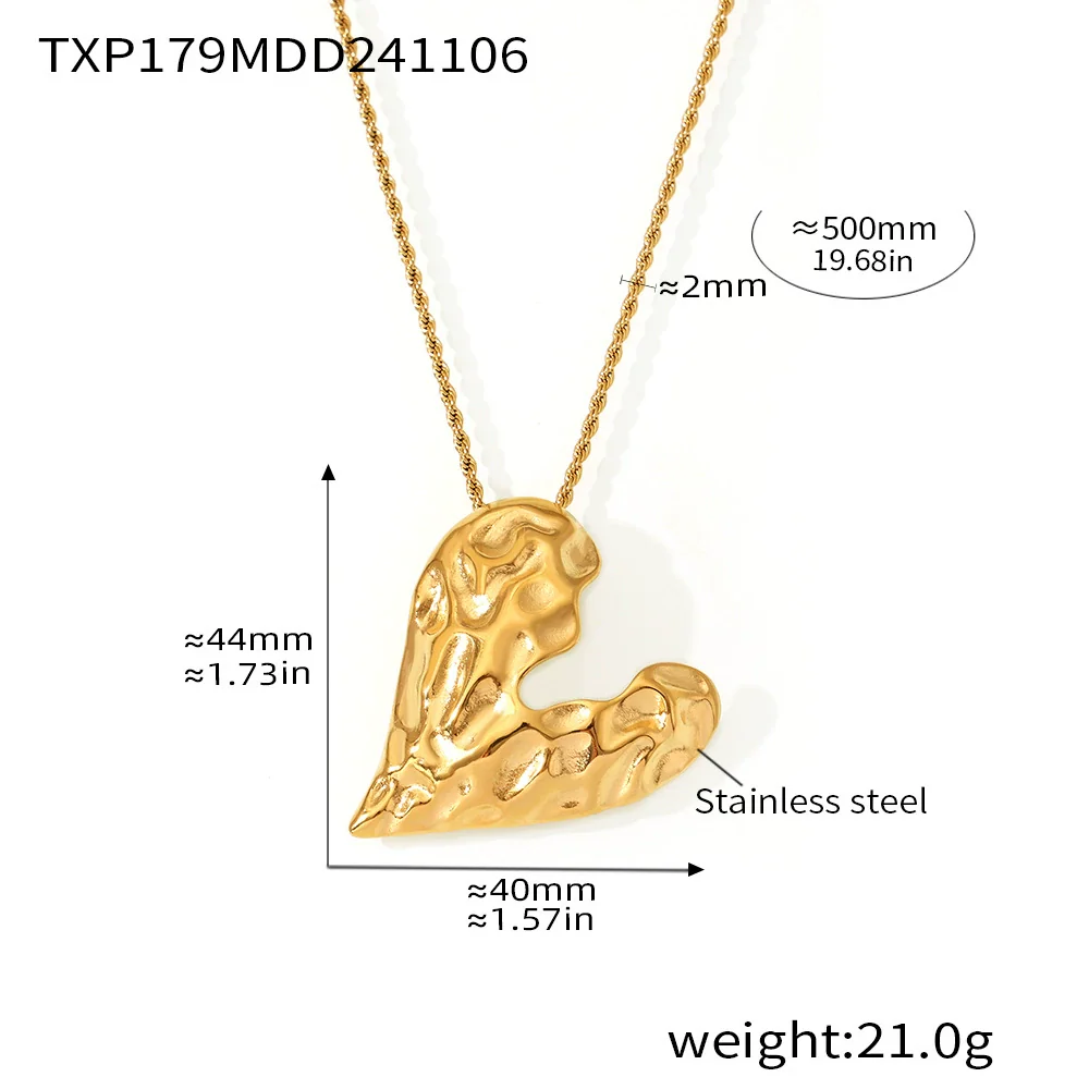Stainless Steel Irregular Karst Peach Heart Light Luxury Necklace And Earrings Set Pvd Gold Plated - Image 6