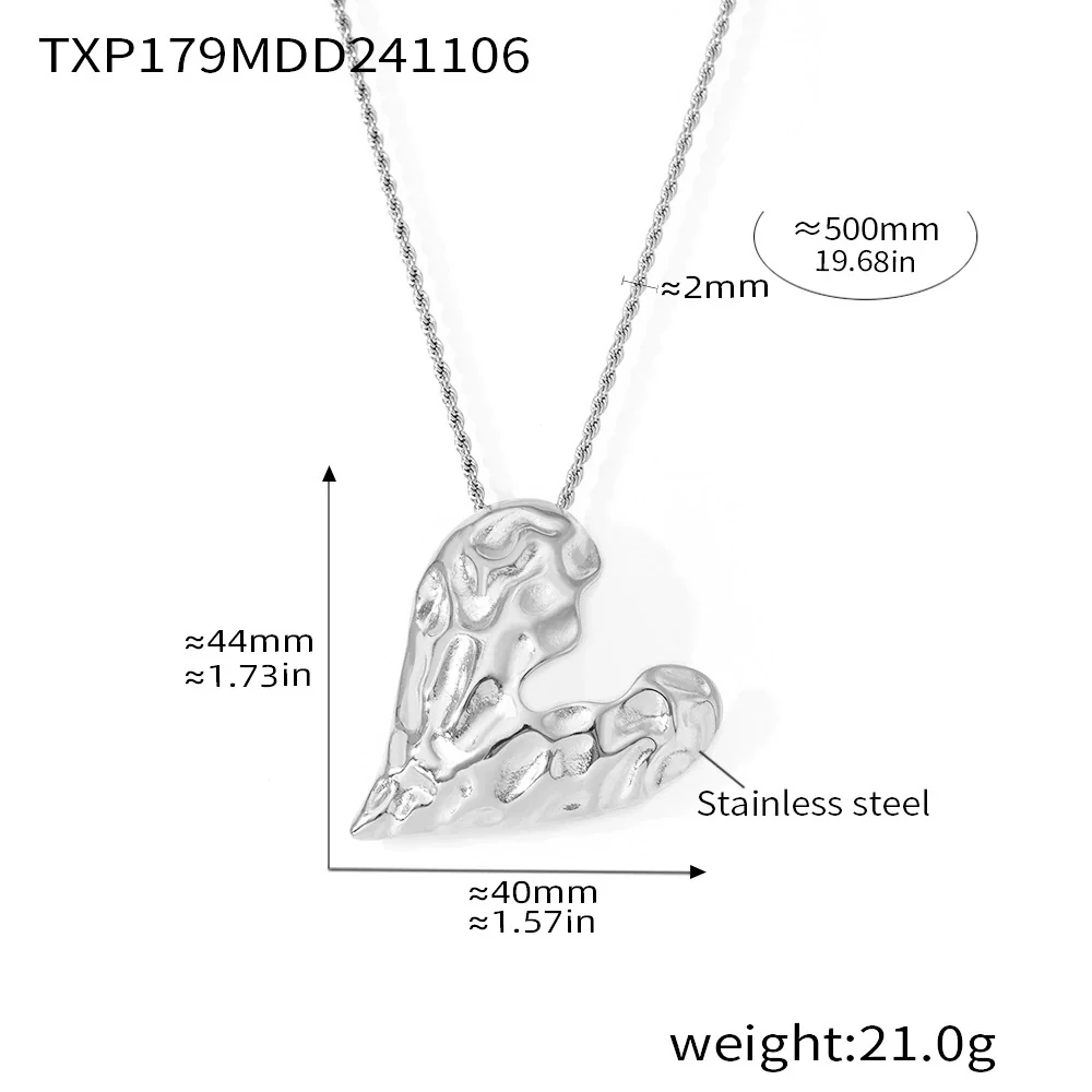 Stainless Steel Irregular Karst Peach Heart Light Luxury Necklace And Earrings Set Pvd Gold Plated - Image 7