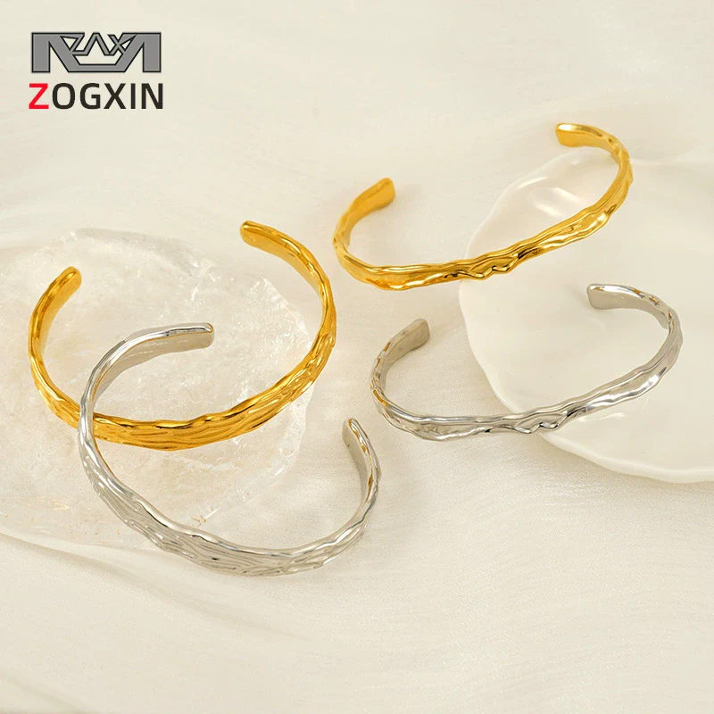 316L Stainless Steel Irregular Lava Adjustable Women's Bracelet With Electroplating