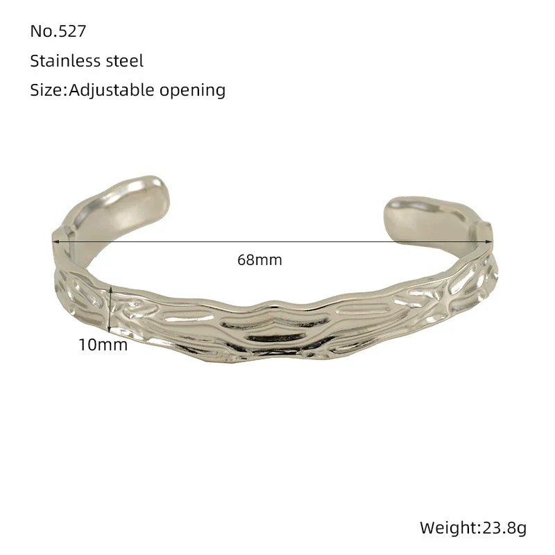 316L Stainless Steel Irregular Lava Adjustable Women's Bracelet With Electroplating - Image 9