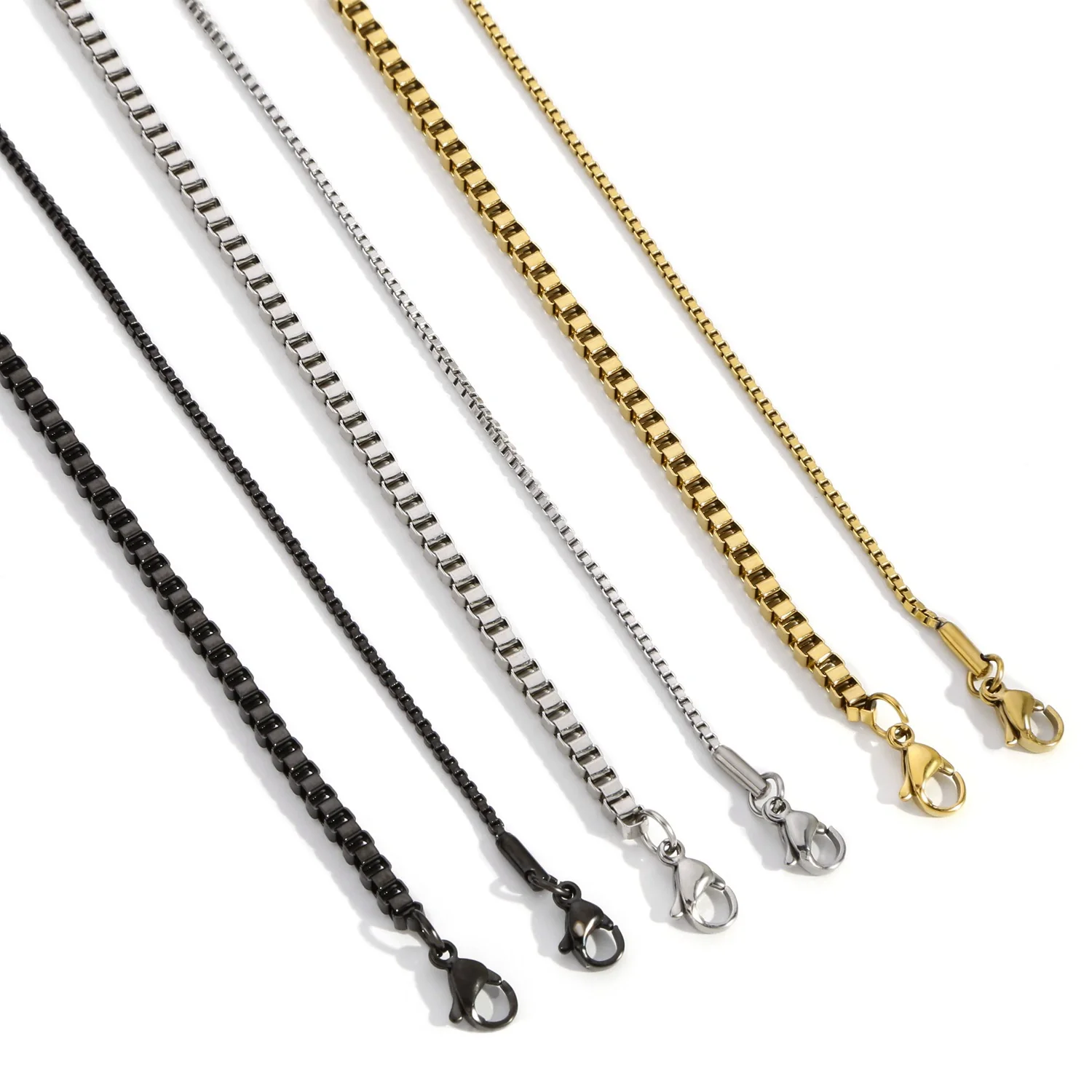 Stainless Steel Jewelry Accessories Box Chain With Geometric Style Wave Letters Numbers Text Electroplated For Unisex - Image 5