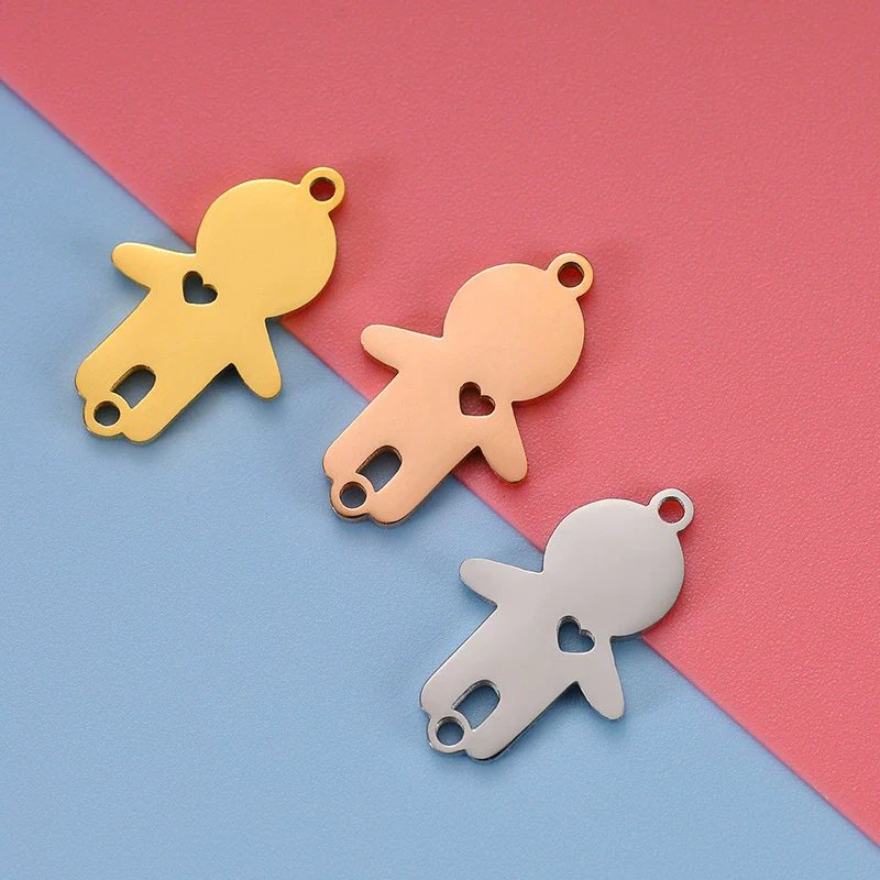 Stainless Steel Jewelry Accessories Double Hole Heart Pendant With Electroplating And Polished Finish