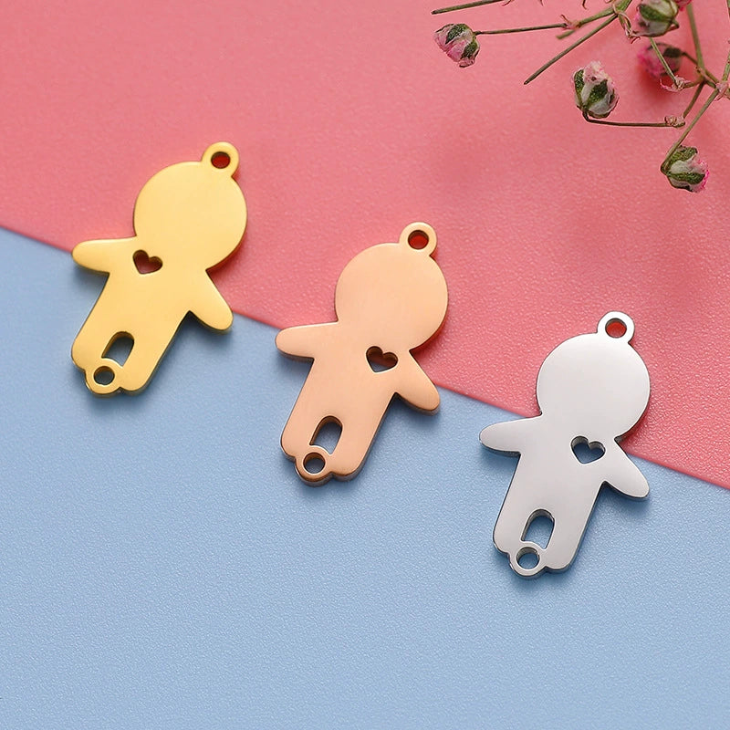 Stainless Steel Jewelry Accessories Double Hole Heart Pendant With Electroplating And Polished Finish - Image 2