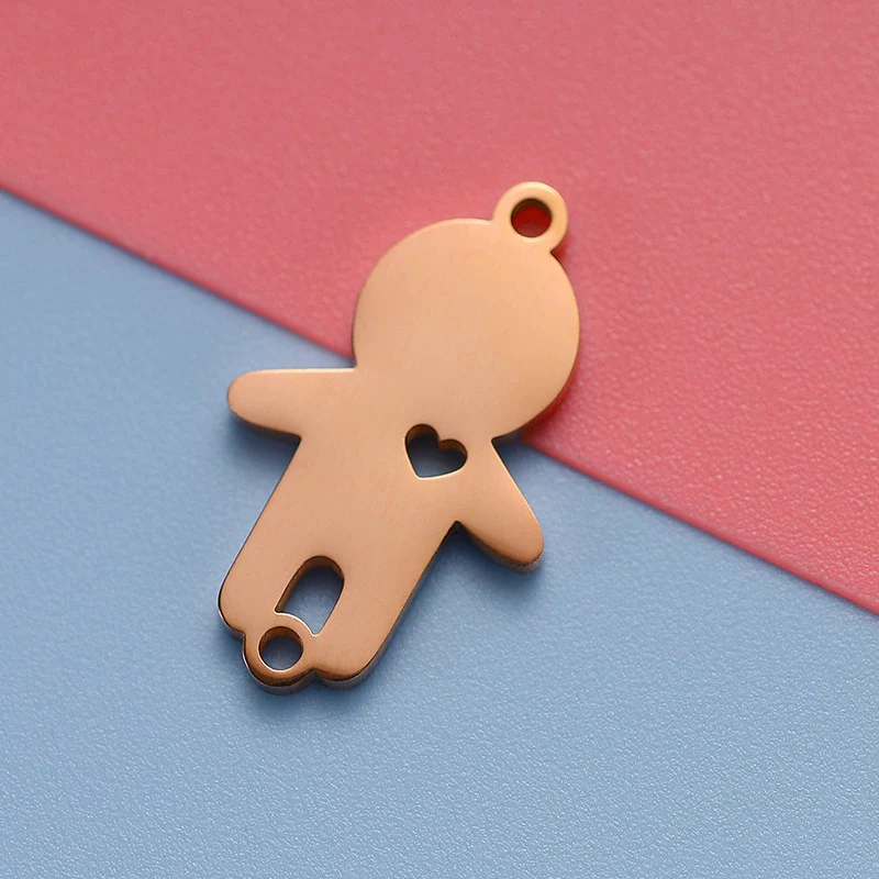 Stainless Steel Jewelry Accessories Double Hole Heart Pendant With Electroplating And Polished Finish - Image 3