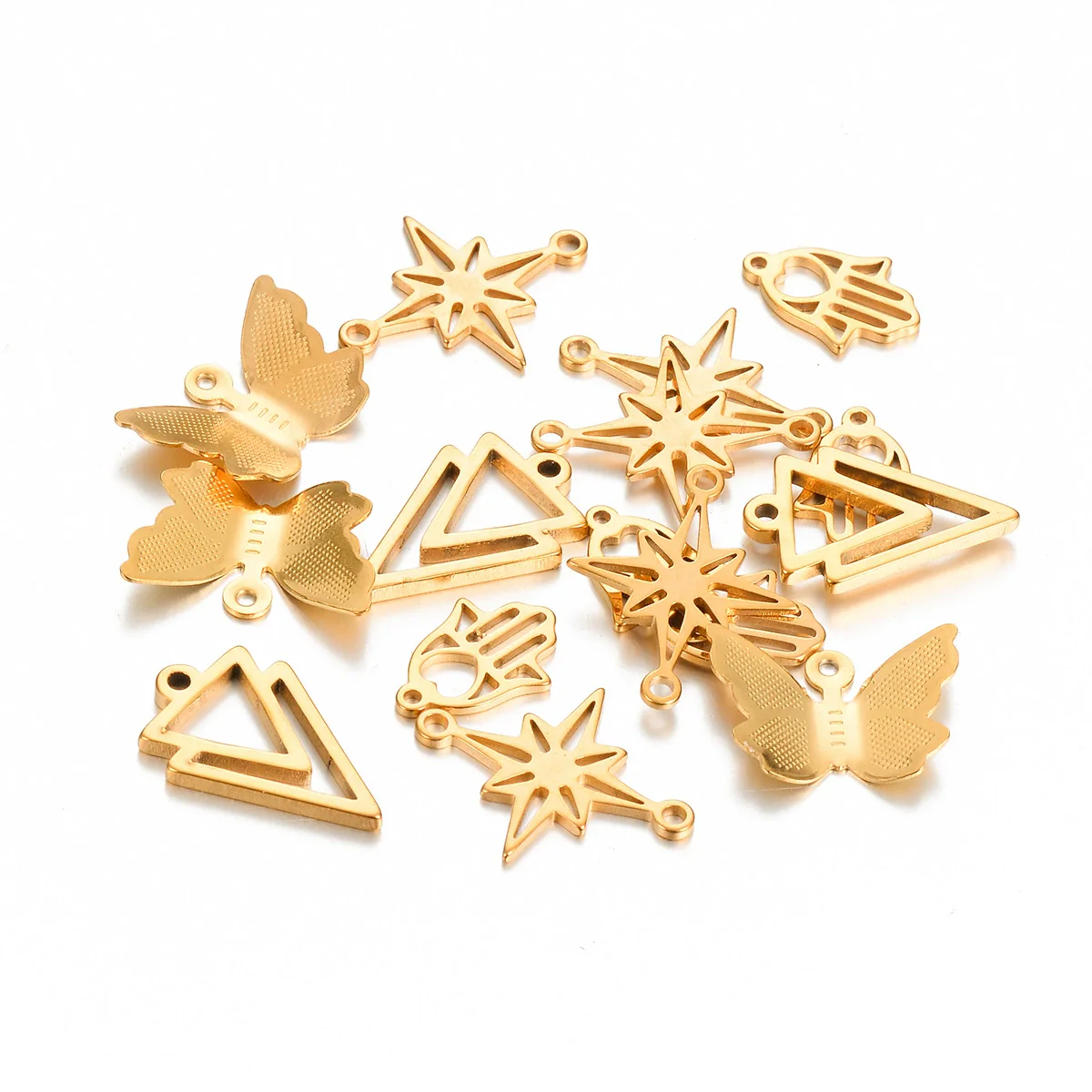 Stainless Steel Jewelry Accessories Geometric Butterfly Cut Out Sixpointed Star Palm Heartshaped Triangle Diy Necklace Bracelet Electroplated - Image 3
