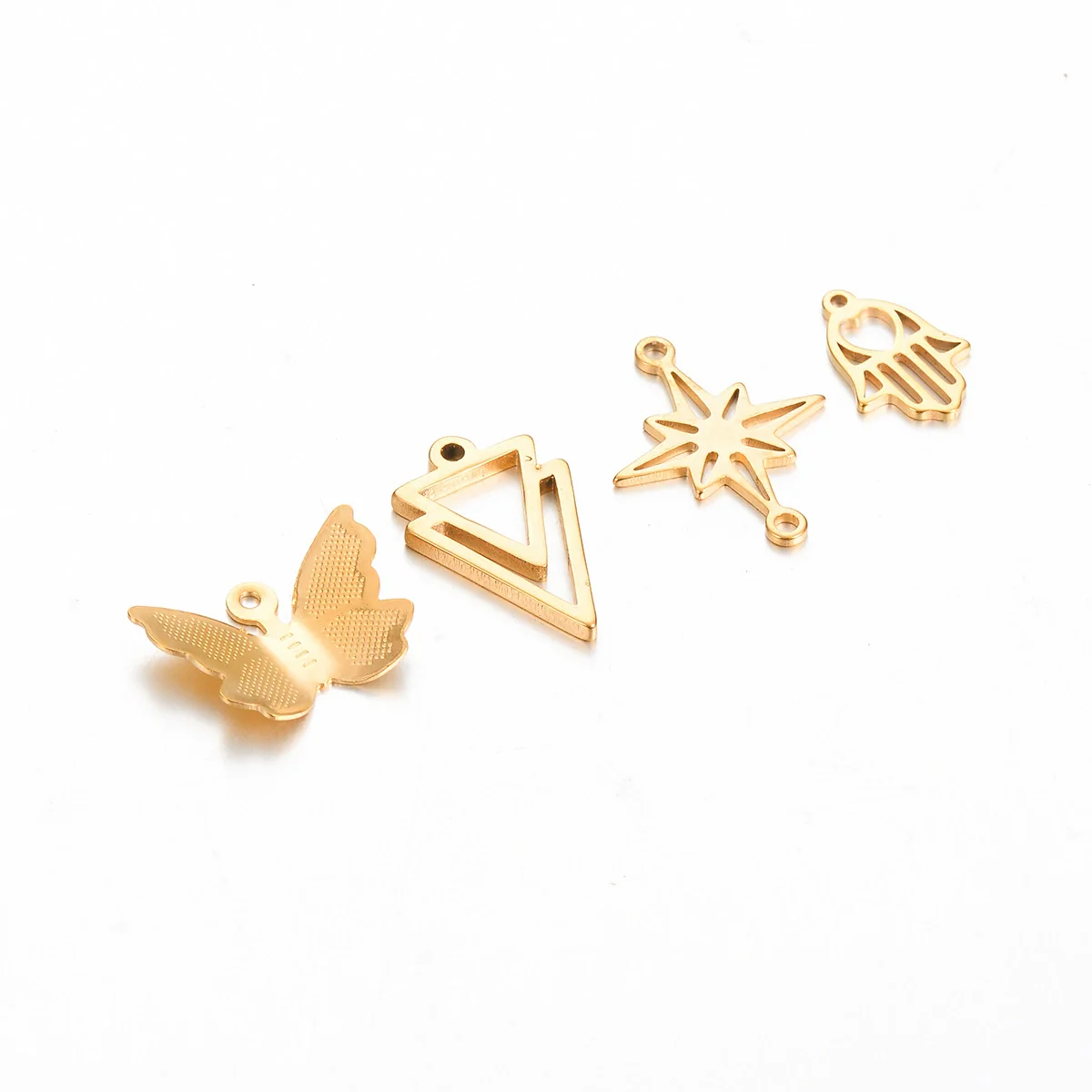 Stainless Steel Jewelry Accessories Geometric Butterfly Cut Out Sixpointed Star Palm Heartshaped Triangle Diy Necklace Bracelet Electroplated - Image 5