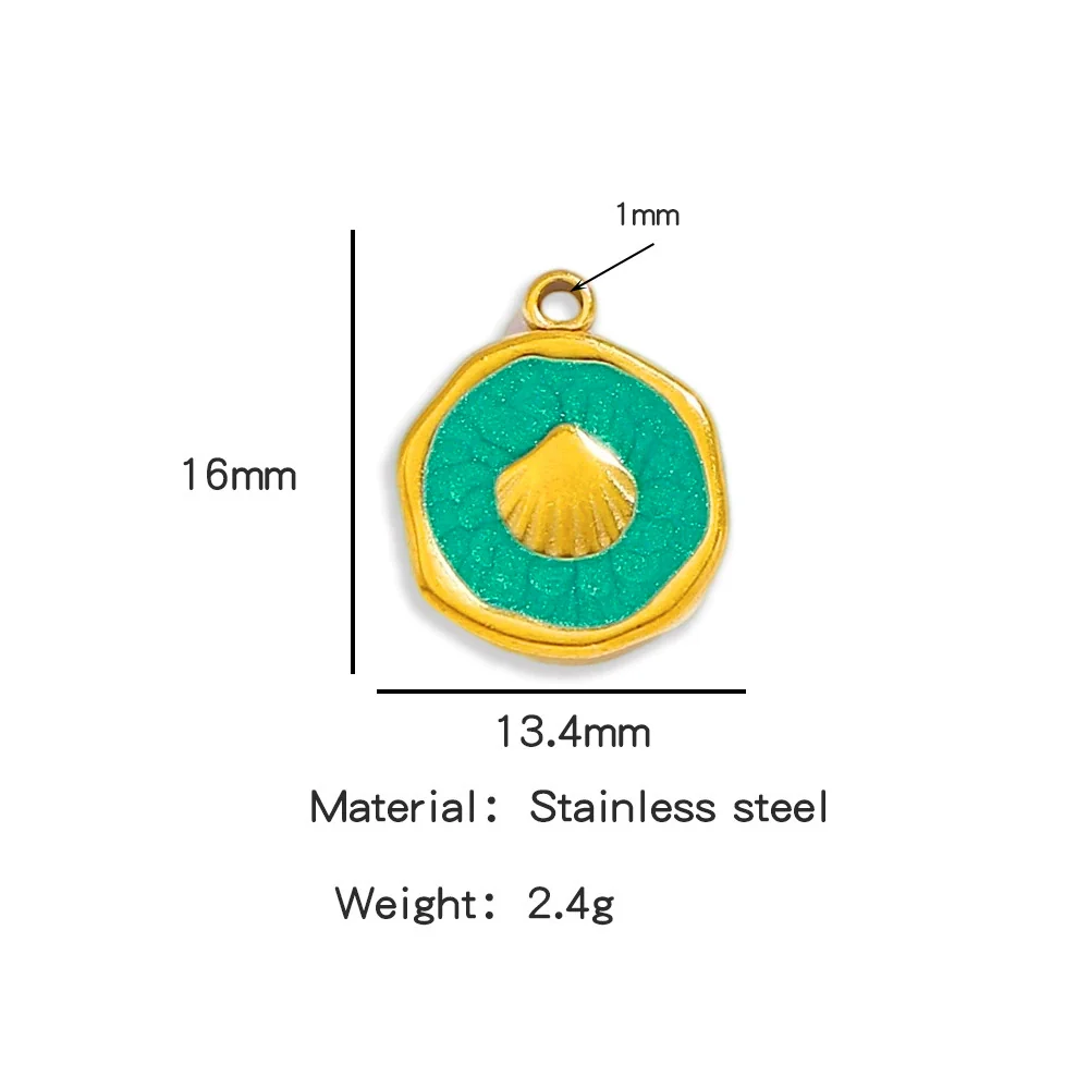 Stainless Steel Jewelry Accessories Shell Shape Vacuum Plated Dripping Oil Bracelet Necklace Earrings Pendant - Image 10