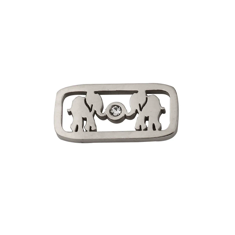 Stainless Steel Jewelry Accessories Square Elephant Hollow Pendant Mirror Polished - Image 3