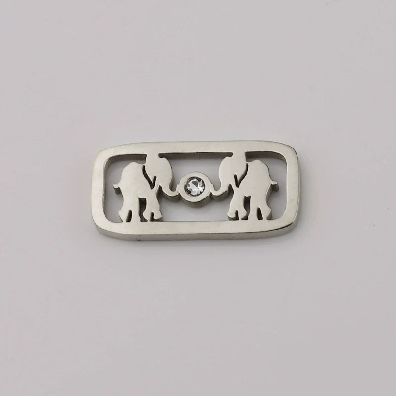 Stainless Steel Jewelry Accessories Square Elephant Hollow Pendant Mirror Polished - Image 5