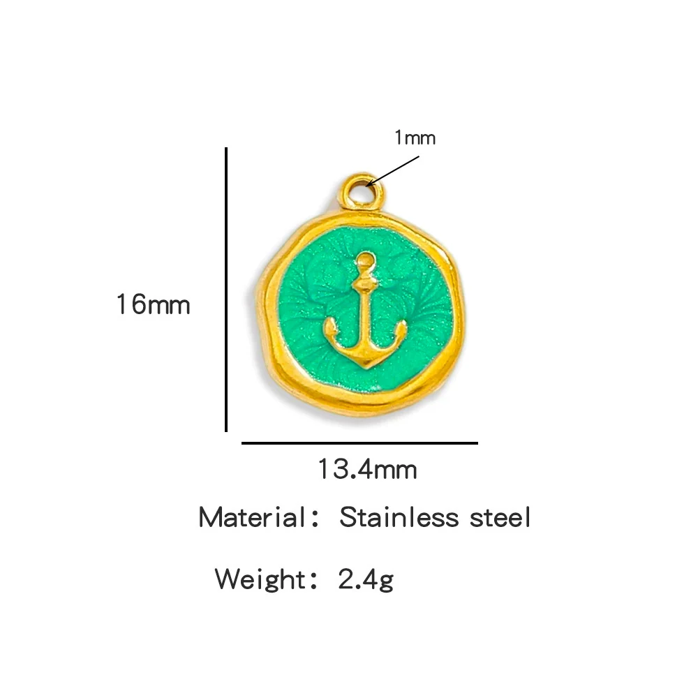Stainless Steel Jewelry Accessories Vacuum Plated 18K Gold Bracelet Necklace Earrings Pendant Dripping Oil Sailor Style - Image 10
