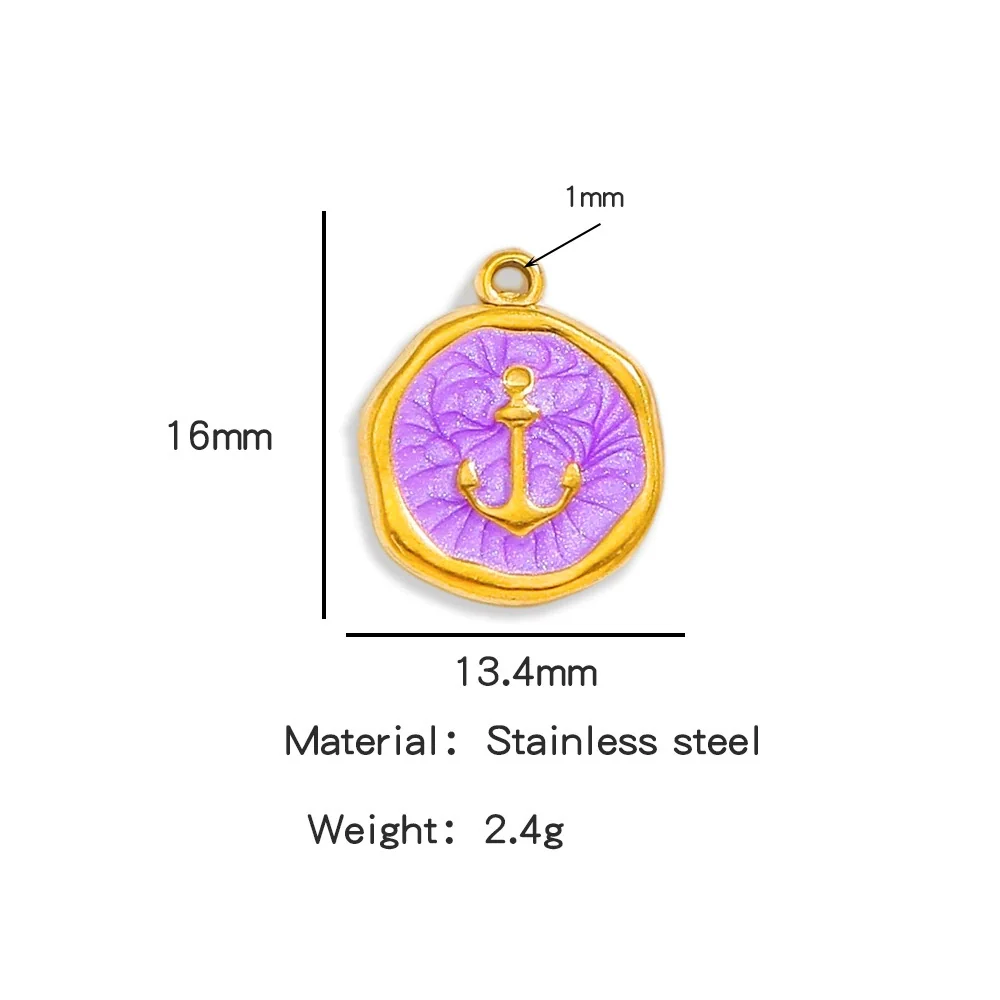 Stainless Steel Jewelry Accessories Vacuum Plated 18K Gold Bracelet Necklace Earrings Pendant Dripping Oil Sailor Style - Image 11