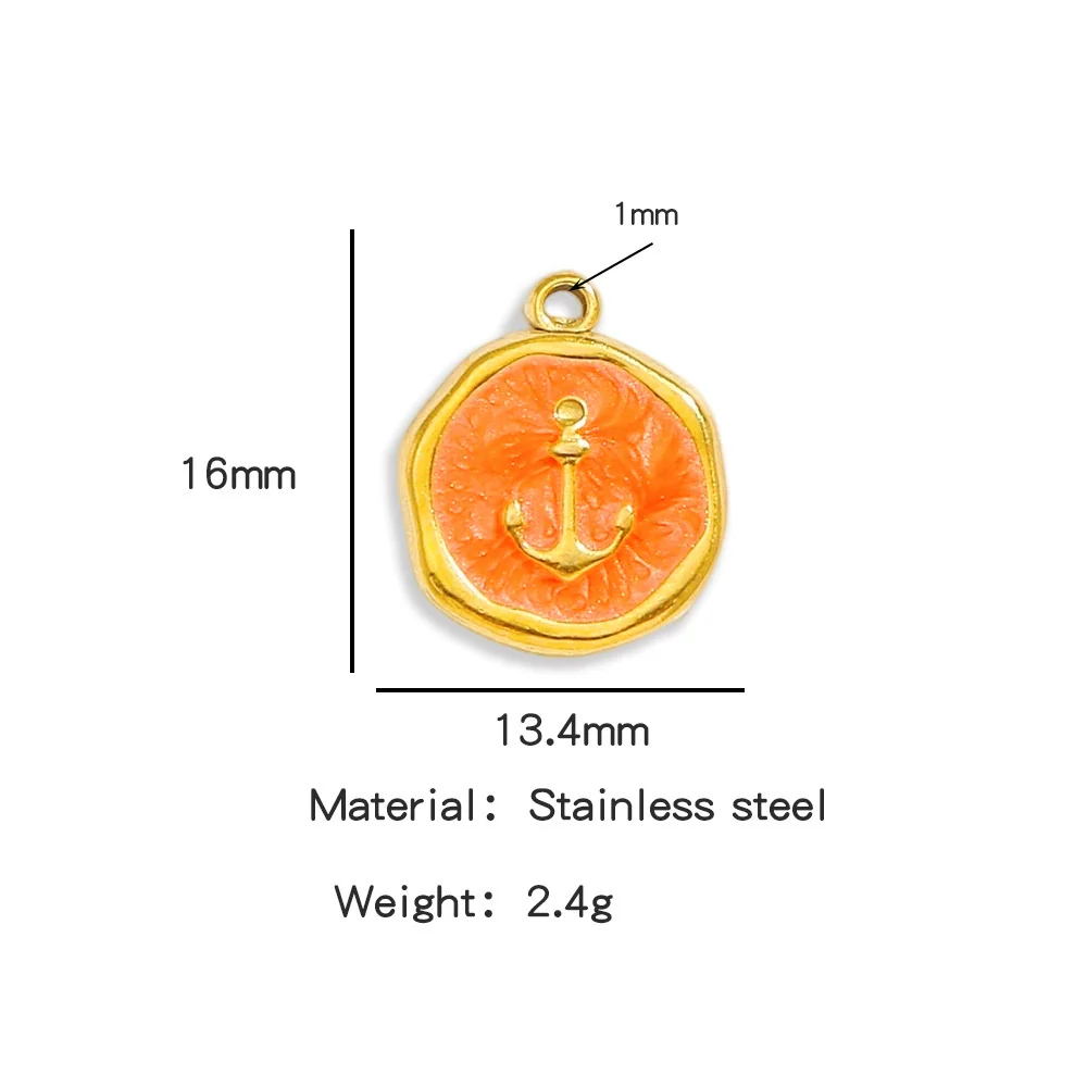 Stainless Steel Jewelry Accessories Vacuum Plated 18K Gold Bracelet Necklace Earrings Pendant Dripping Oil Sailor Style - Image 12