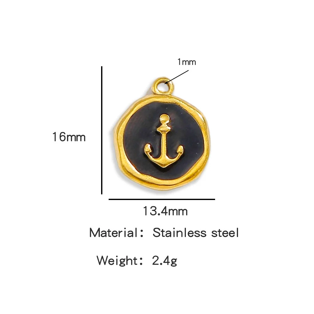 Stainless Steel Jewelry Accessories Vacuum Plated 18K Gold Bracelet Necklace Earrings Pendant Dripping Oil Sailor Style - Image 13