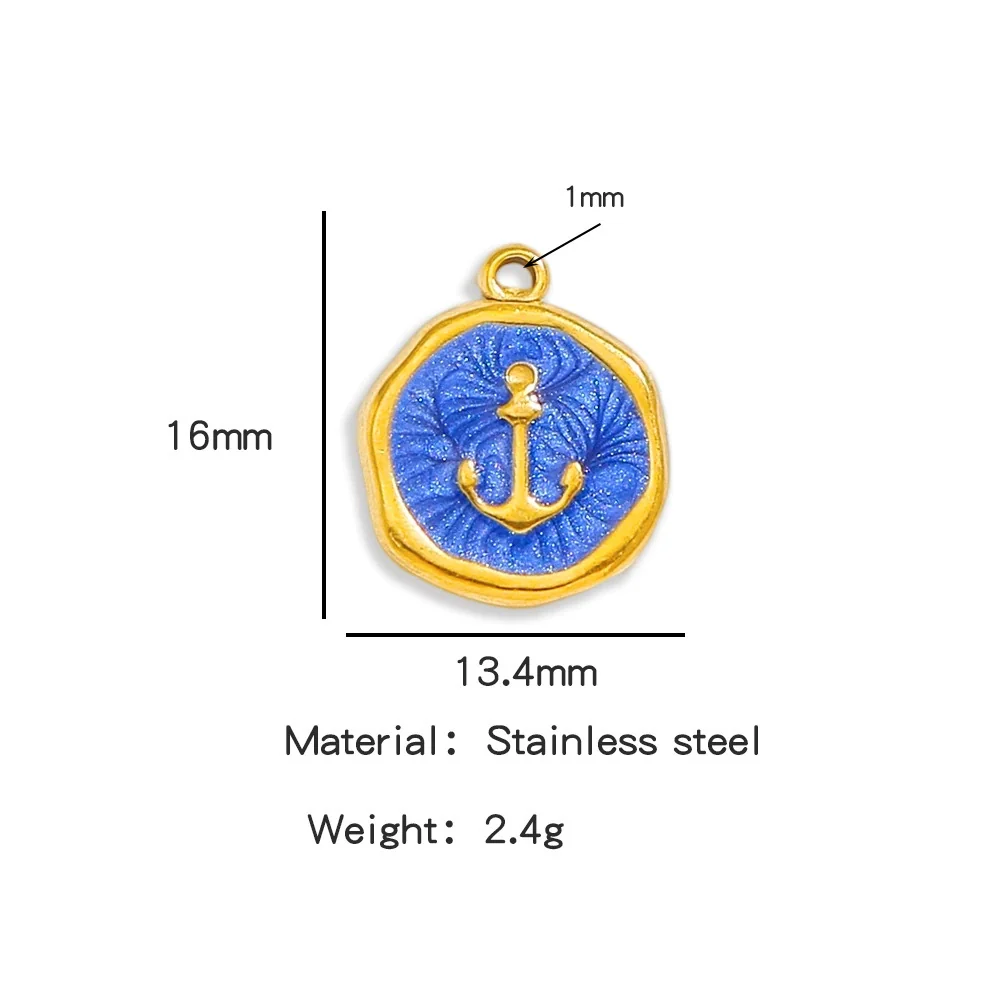 Stainless Steel Jewelry Accessories Vacuum Plated 18K Gold Bracelet Necklace Earrings Pendant Dripping Oil Sailor Style - Image 6