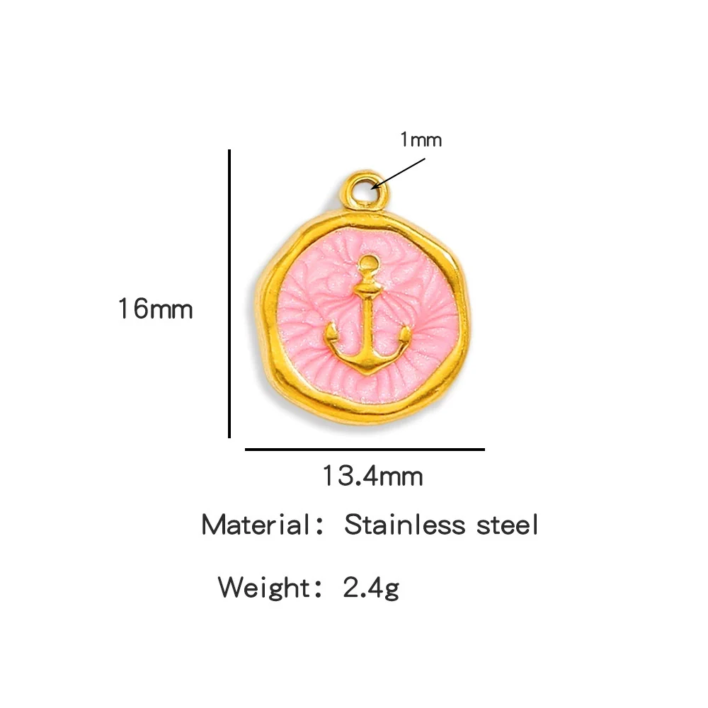 Stainless Steel Jewelry Accessories Vacuum Plated 18K Gold Bracelet Necklace Earrings Pendant Dripping Oil Sailor Style - Image 7