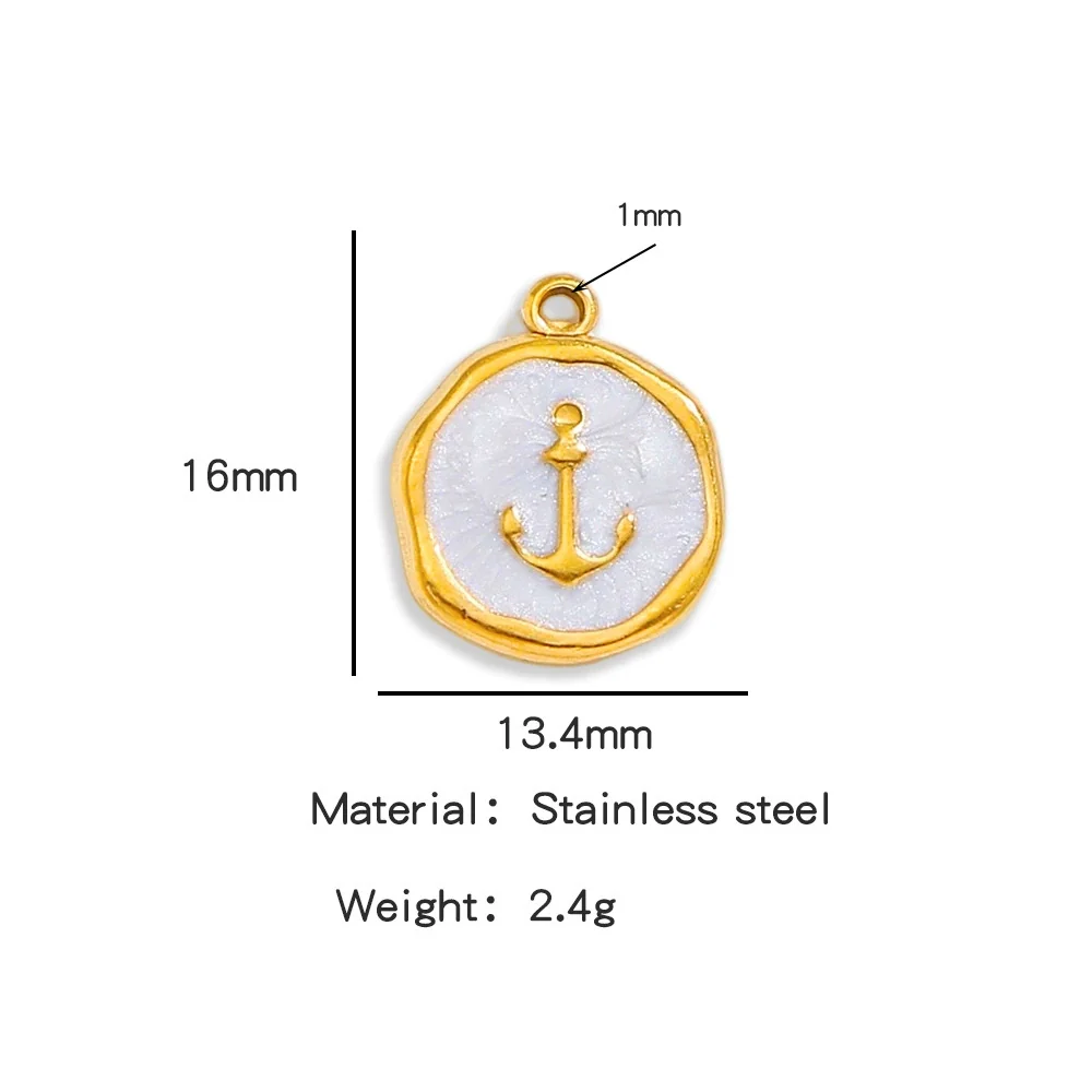 Stainless Steel Jewelry Accessories Vacuum Plated 18K Gold Bracelet Necklace Earrings Pendant Dripping Oil Sailor Style - Image 8