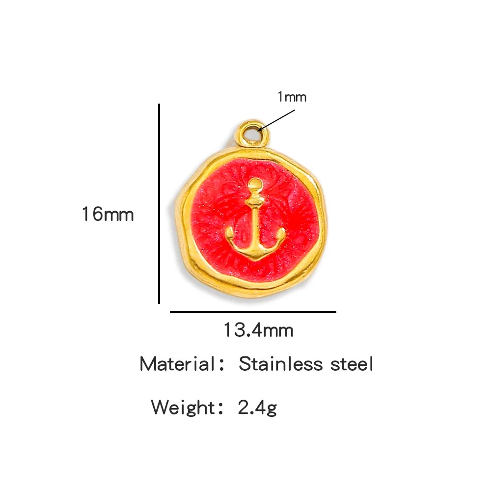 Stainless Steel Jewelry Accessories Vacuum Plated 18K Gold Bracelet Necklace Earrings Pendant Dripping Oil Sailor Style - Image 9
