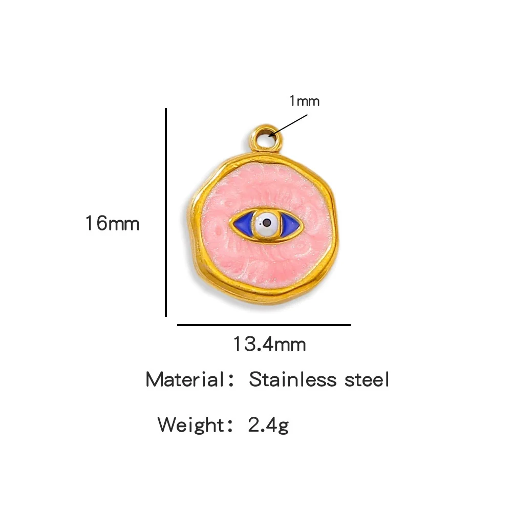 Stainless Steel Jewelry Accessories Vacuum Plated 18K Gold Bracelet Necklace Earrings Pendant With Devil's Eye Shape And Dripping Oil Design - Image 7