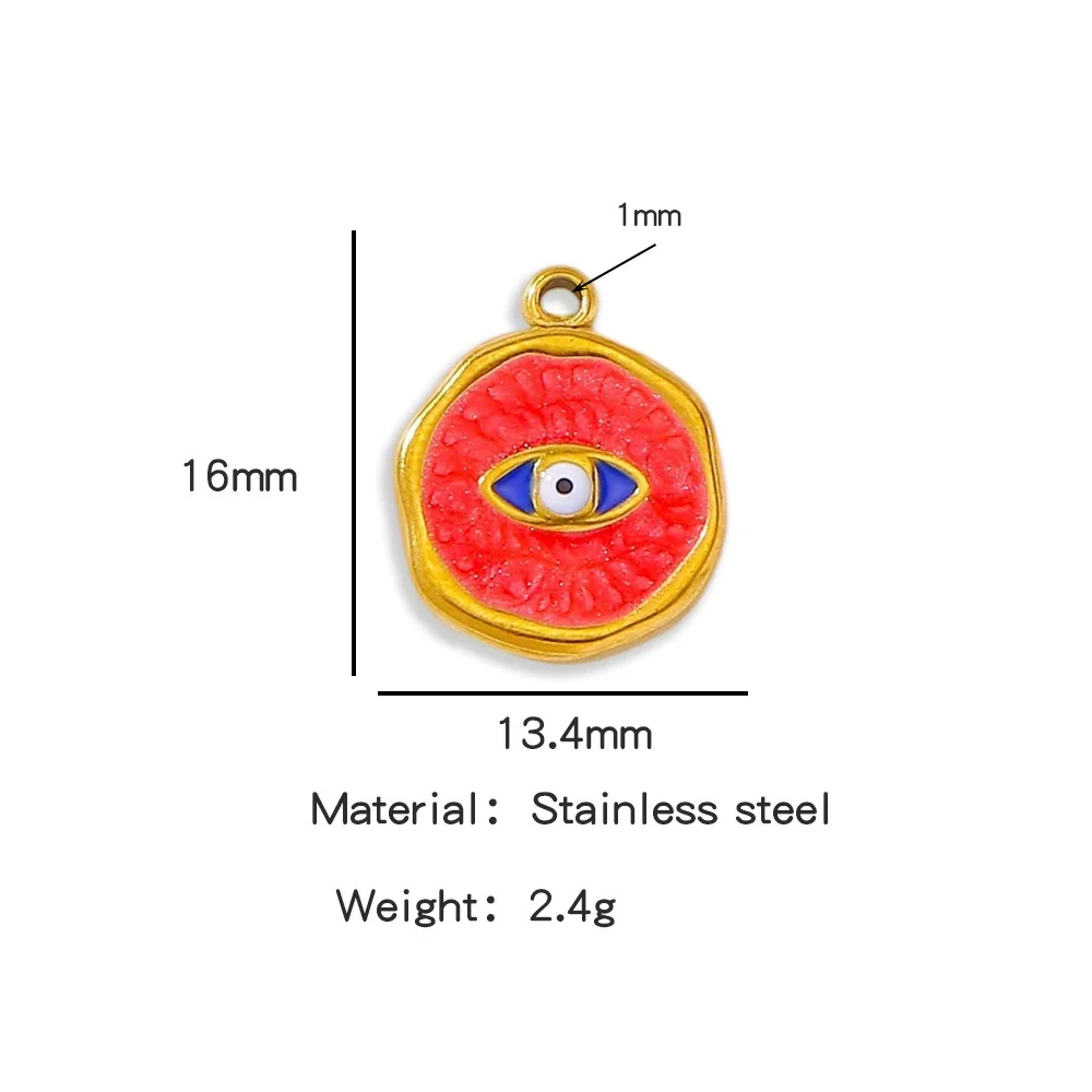 Stainless Steel Jewelry Accessories Vacuum Plated 18K Gold Bracelet Necklace Earrings Pendant With Devil's Eye Shape And Dripping Oil Design - Image 9