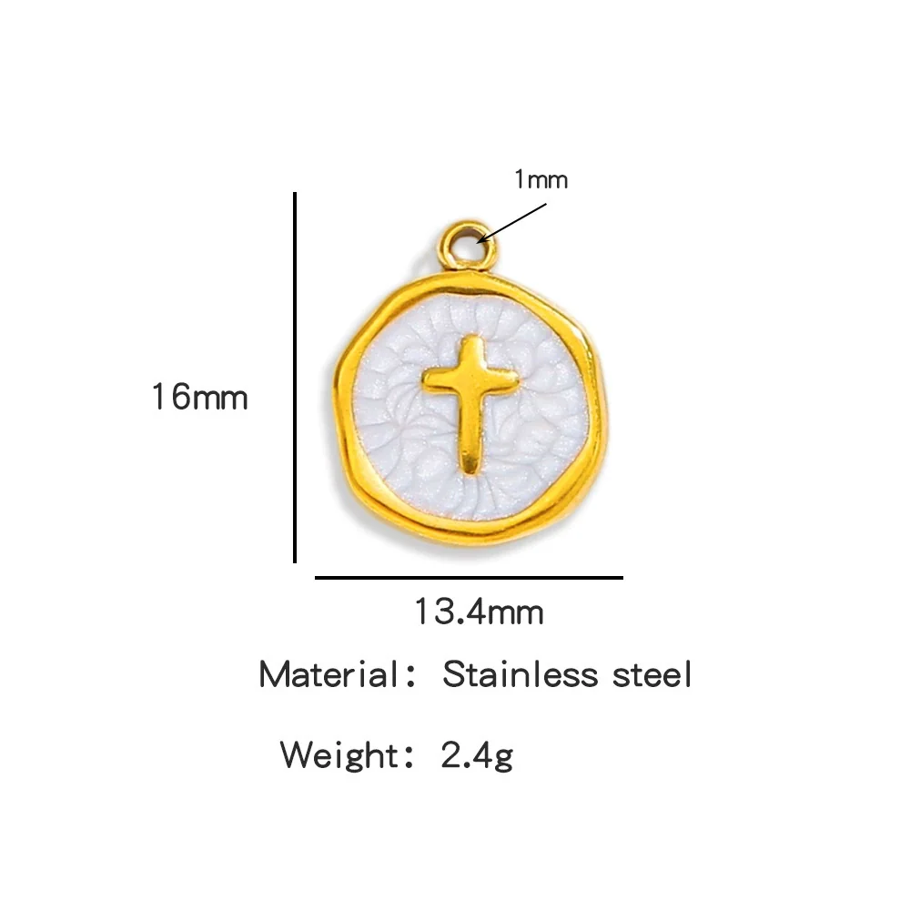 Stainless Steel Jewelry Accessories Vacuum Plated 18K Gold Cross Bracelet Necklace Earrings Pendant With Dripping Oil Design - Image 8