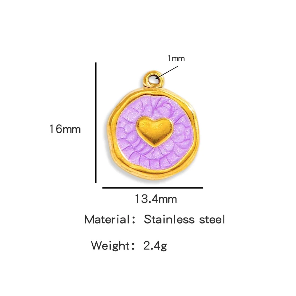 Stainless Steel Jewelry Accessories Vacuum Plated 18K Gold Heart Dripping Oil Bracelet Necklace Earrings Pendant - Image 11