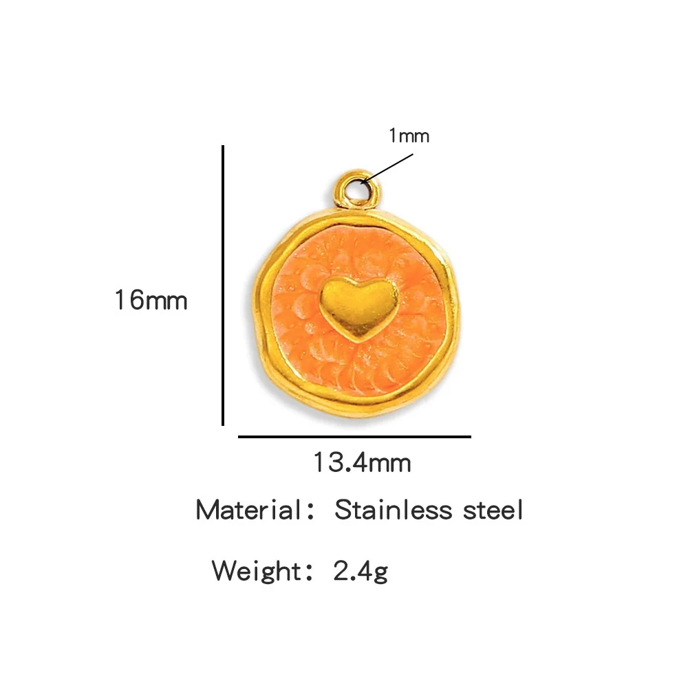 Stainless Steel Jewelry Accessories Vacuum Plated 18K Gold Heart Dripping Oil Bracelet Necklace Earrings Pendant - Image 12