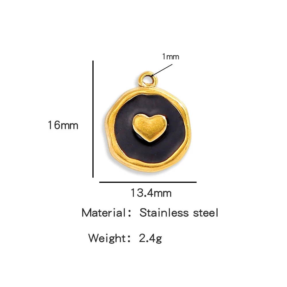 Stainless Steel Jewelry Accessories Vacuum Plated 18K Gold Heart Dripping Oil Bracelet Necklace Earrings Pendant - Image 13