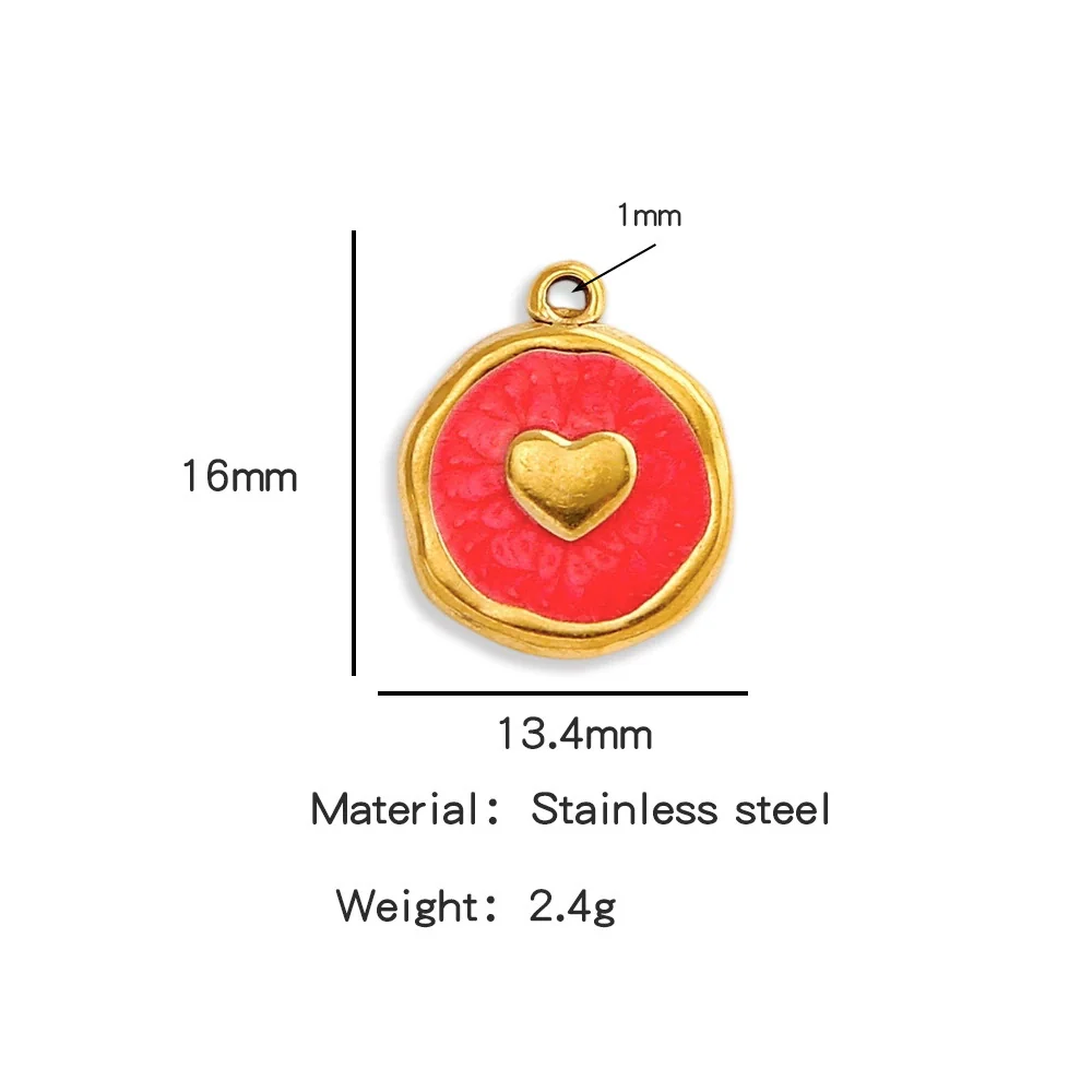 Stainless Steel Jewelry Accessories Vacuum Plated 18K Gold Heart Dripping Oil Bracelet Necklace Earrings Pendant - Image 9