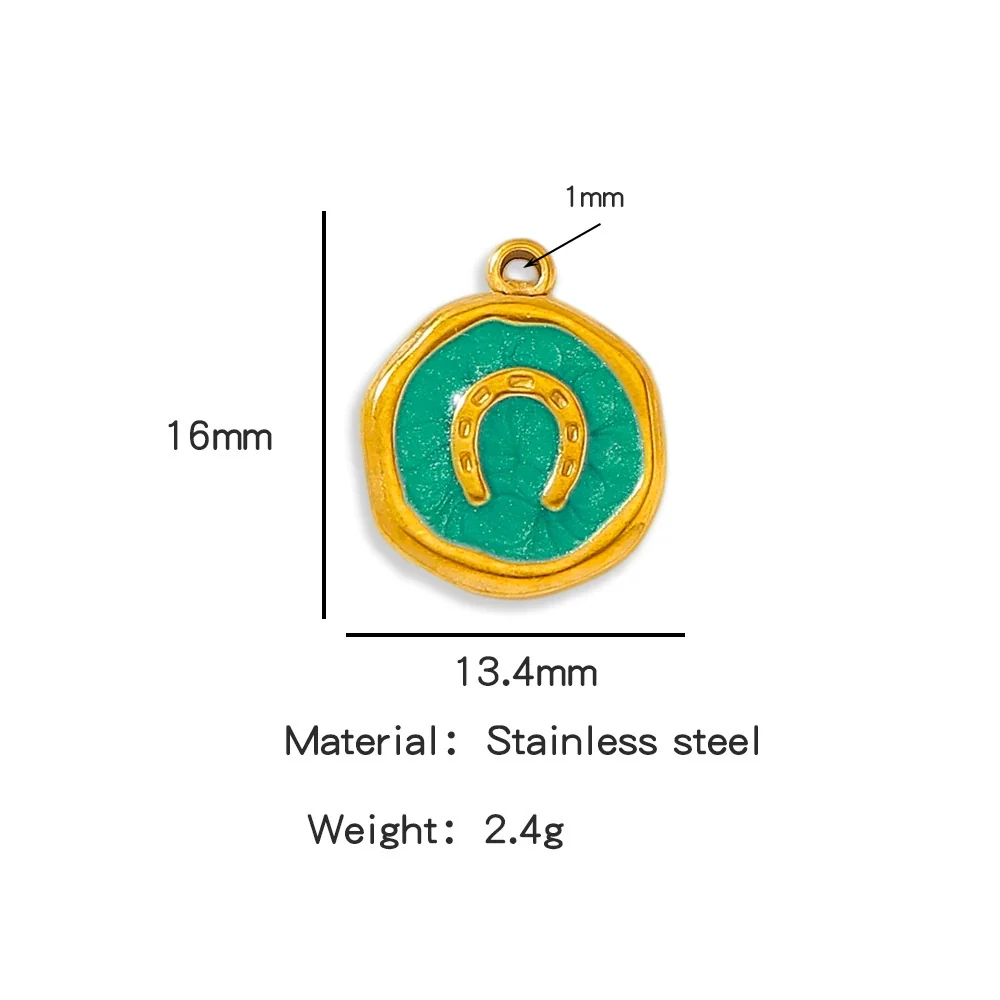 Stainless Steel Jewelry Accessories Vacuum Plated Dripping Oil Horseshoe Bracelet Necklace Earrings Pendant - Image 10