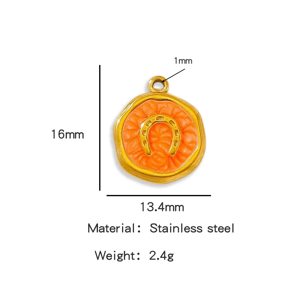 Stainless Steel Jewelry Accessories Vacuum Plated Dripping Oil Horseshoe Bracelet Necklace Earrings Pendant - Image 12