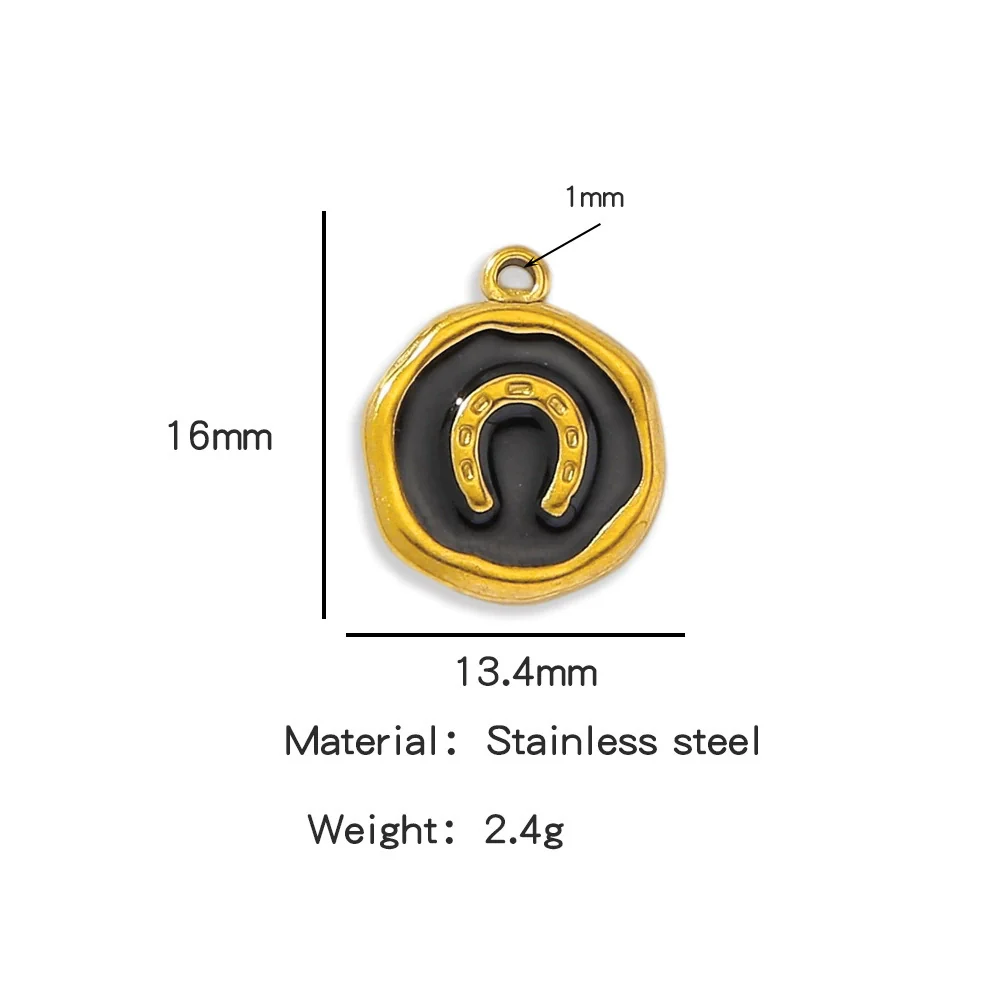 Stainless Steel Jewelry Accessories Vacuum Plated Dripping Oil Horseshoe Bracelet Necklace Earrings Pendant - Image 13