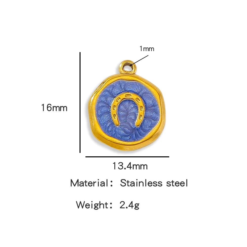 Stainless Steel Jewelry Accessories Vacuum Plated Dripping Oil Horseshoe Bracelet Necklace Earrings Pendant - Image 6