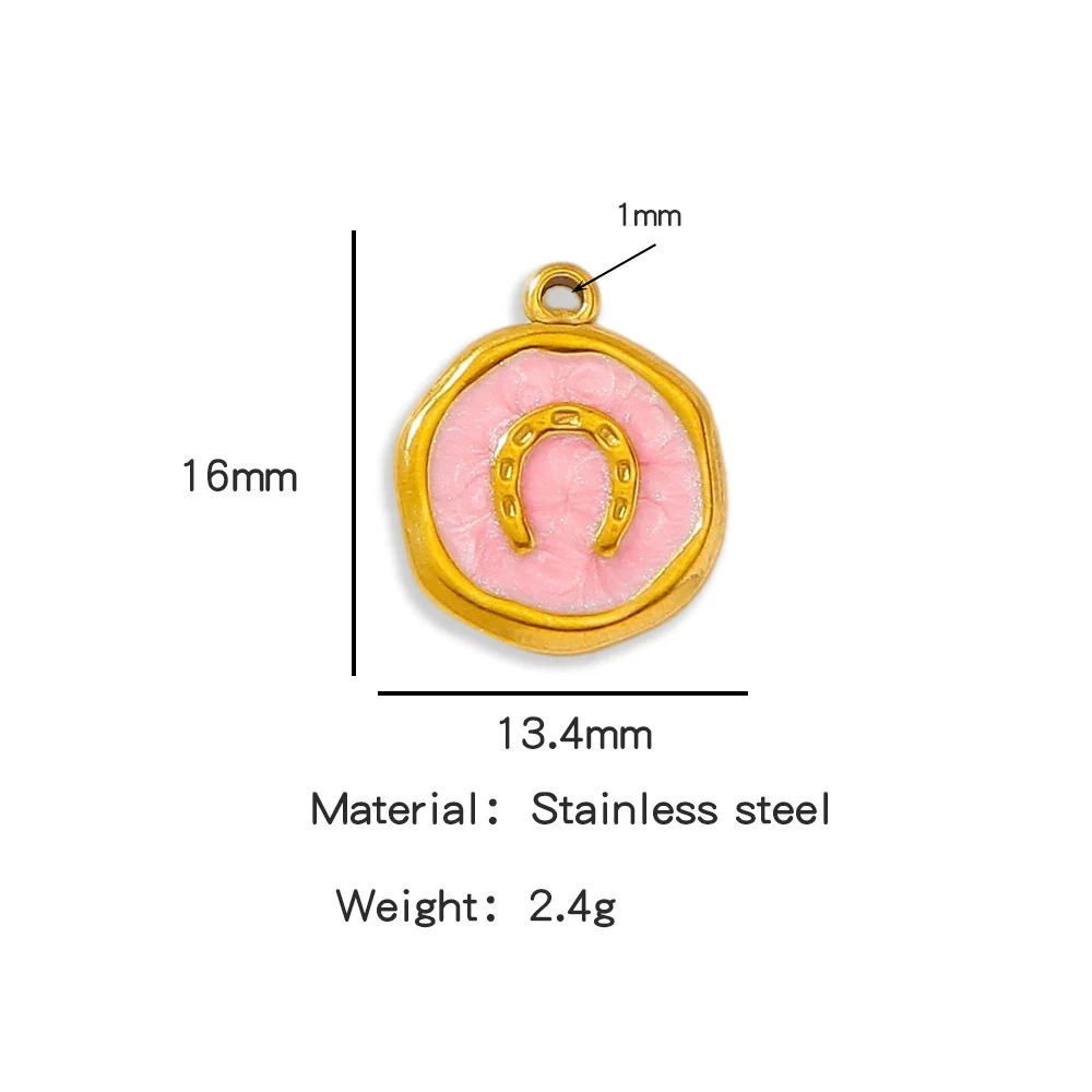 Stainless Steel Jewelry Accessories Vacuum Plated Dripping Oil Horseshoe Bracelet Necklace Earrings Pendant - Image 7