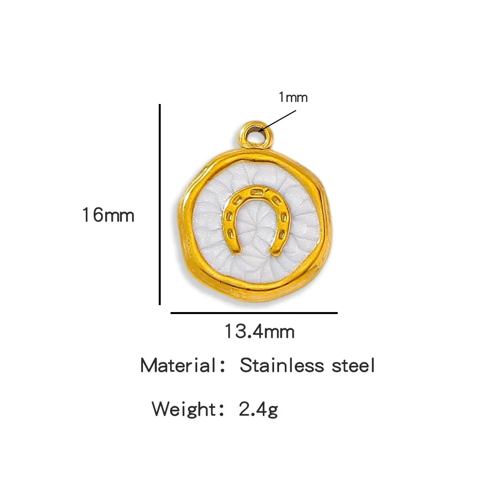 Stainless Steel Jewelry Accessories Vacuum Plated Dripping Oil Horseshoe Bracelet Necklace Earrings Pendant - Image 8
