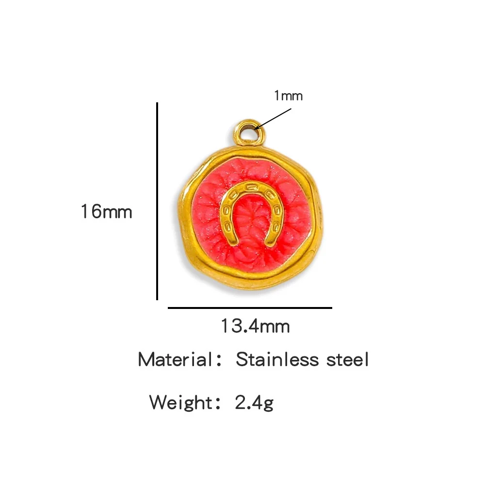 Stainless Steel Jewelry Accessories Vacuum Plated Dripping Oil Horseshoe Bracelet Necklace Earrings Pendant - Image 9