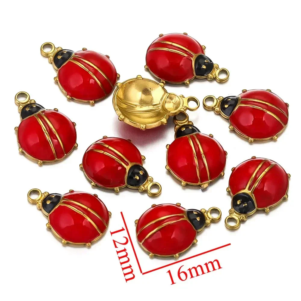 Stainless Steel Ladybug Pendant Jewelry Accessories With Dripping Oil Treatment - Image 6