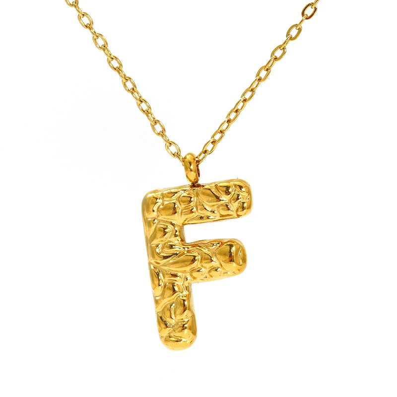 316L Stainless Steel Lava Letter Pendant Necklace For Women Electroplated With Personality Design - Image 11