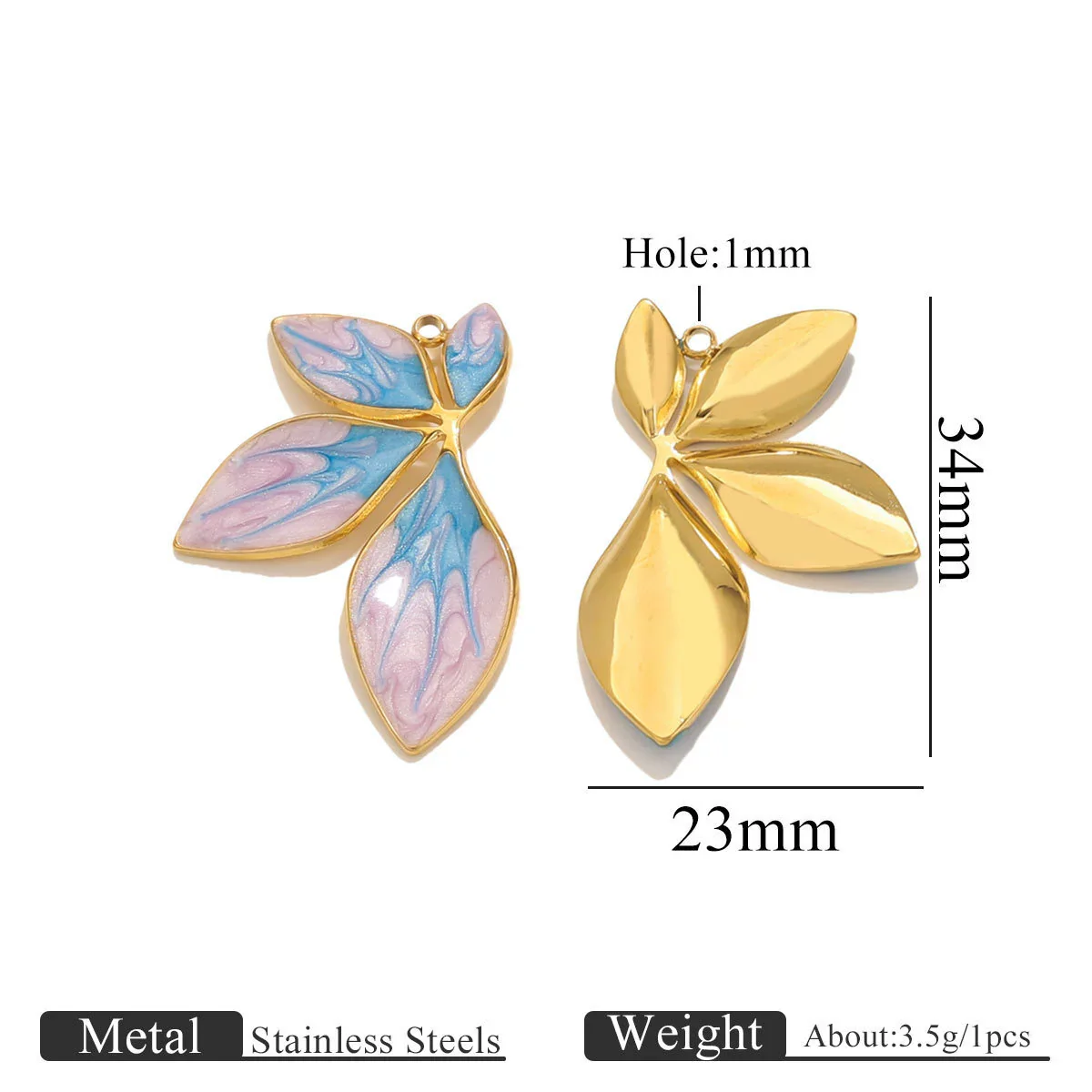 Stainless Steel Leaf Pattern Pendant Jewelry Accessories Electroplated Diy Handmade - Image 8