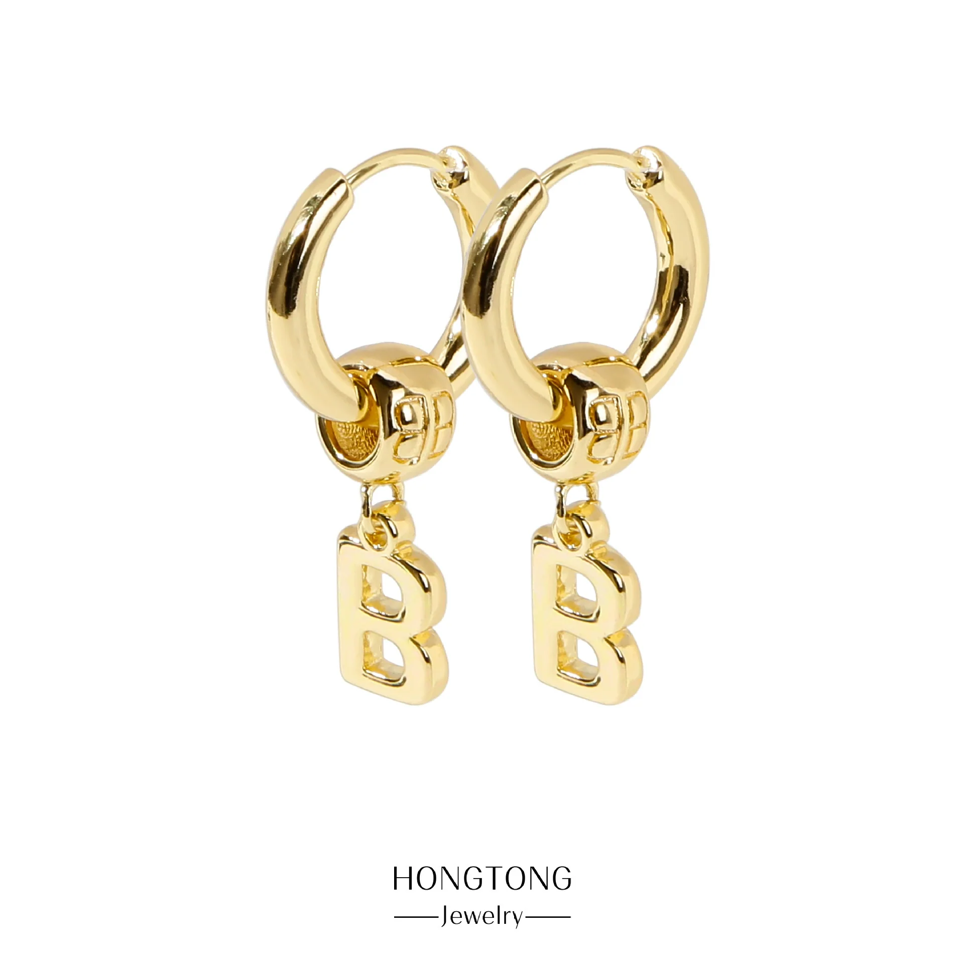 Stainless Steel Letter Earrings With Electroplating For Women