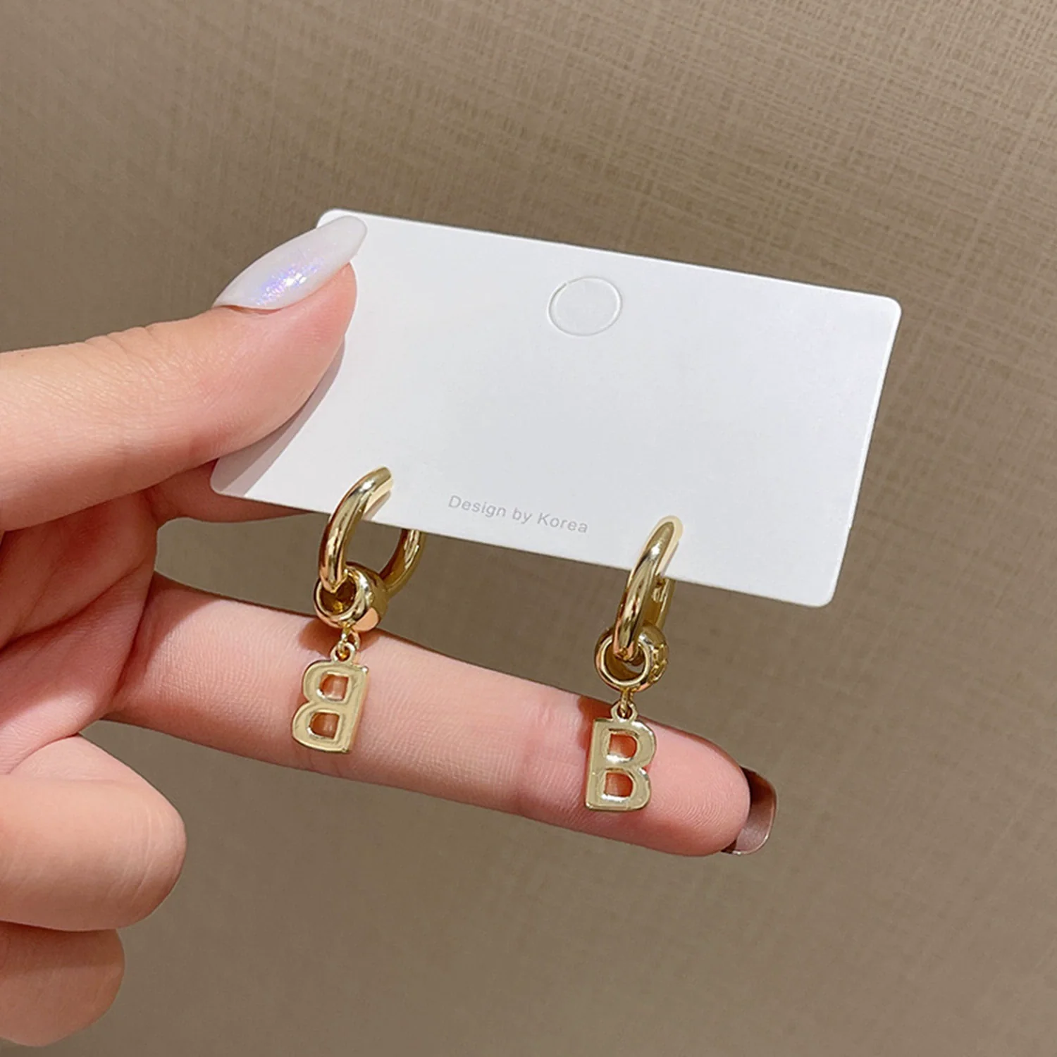 Stainless Steel Letter Earrings With Electroplating For Women - Image 4