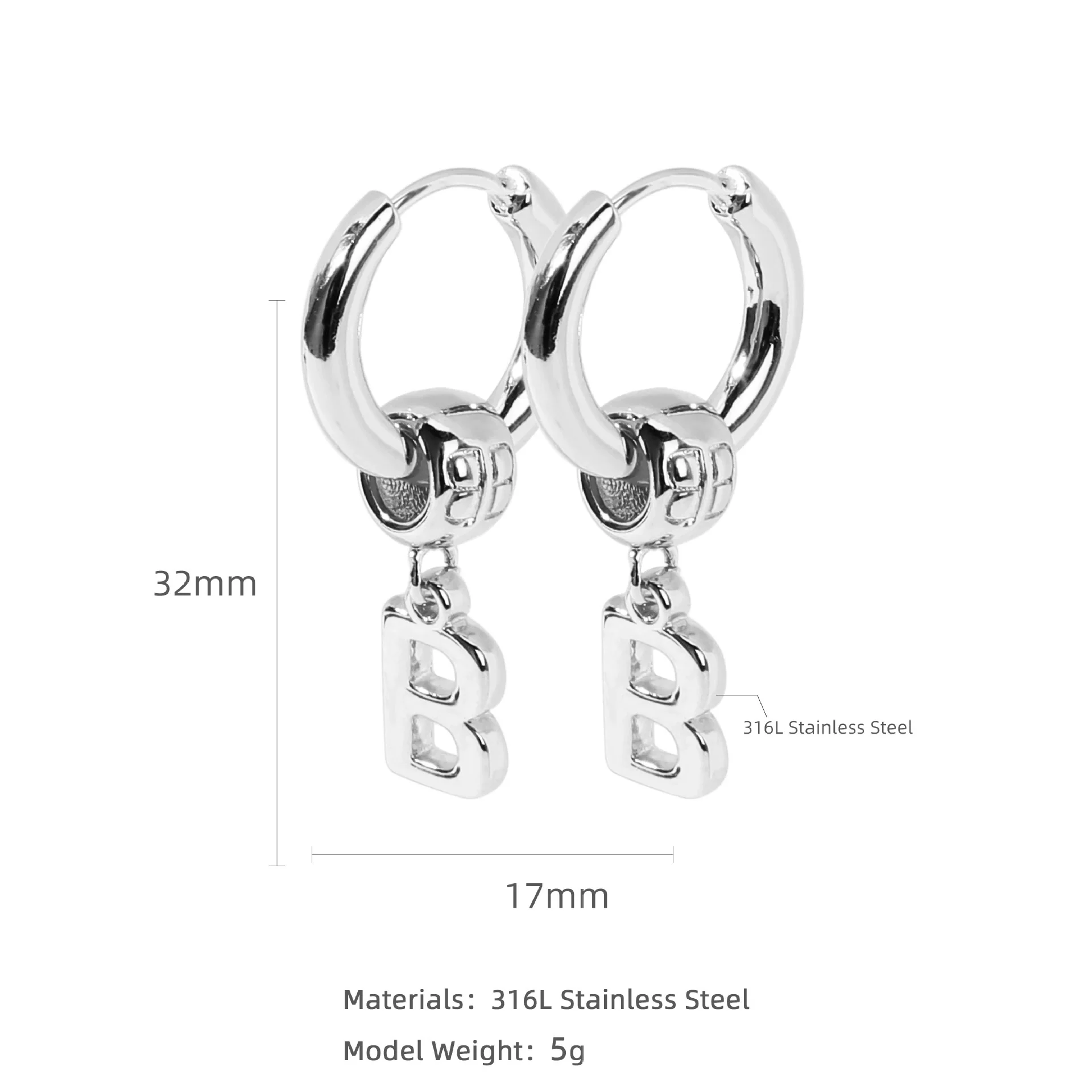 Stainless Steel Letter Earrings With Electroplating For Women - Image 7