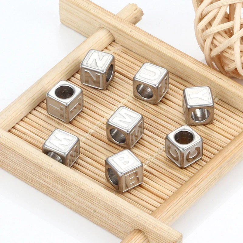 Stainless Steel Letter M Square Beaded Hand Rope Bracelet Jewelry Accessories Electroplated - Image 4